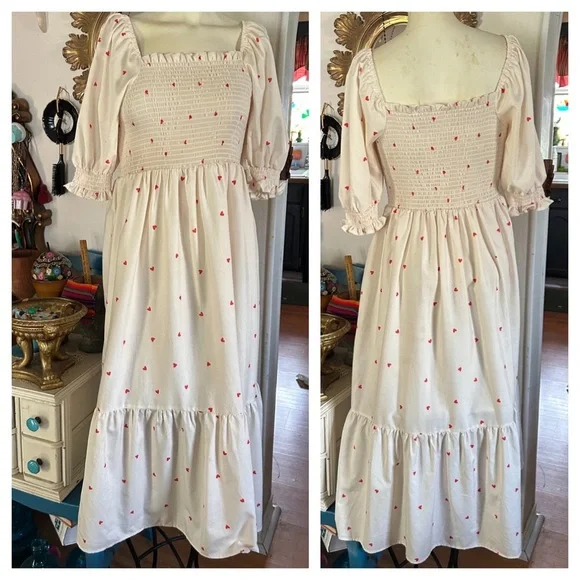 Vintage Prairiecore Heart Print Dress - Picture 3 of 12